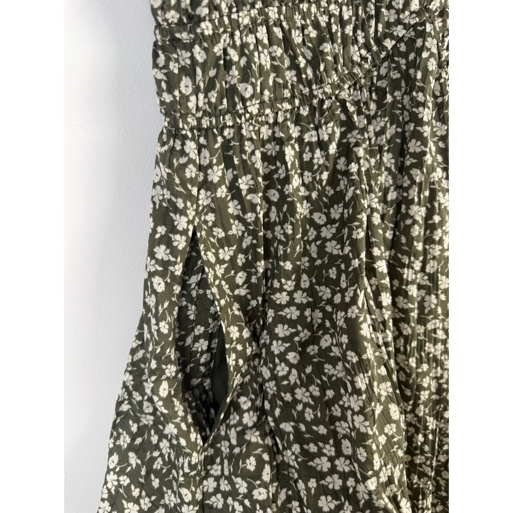 GAP Olive Green Floral Lined Midi Dress Size Small Cottagecore Boho Garden - Picture 6 of 11